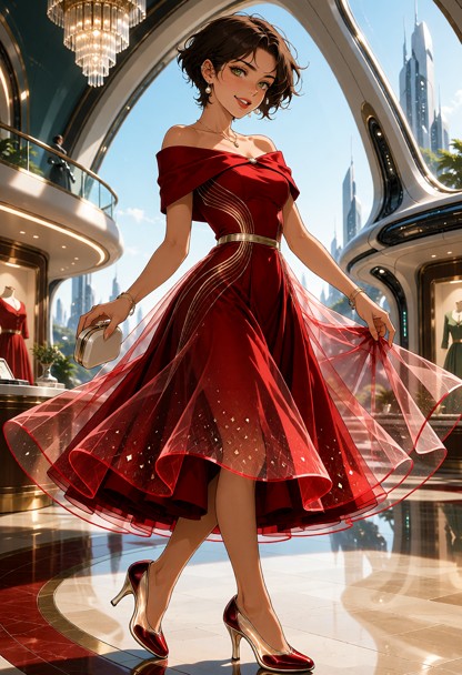 Adult Elise Morgan, 25-year-old human woman, exactly 5'4", average naturally feminine build, modest bust and modest h…