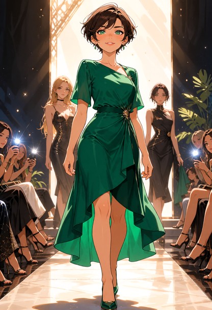 Adult Elise Morgan, age 25, fully human, exactly 5'4" with a naturally proportioned average feminine figure, modest b…