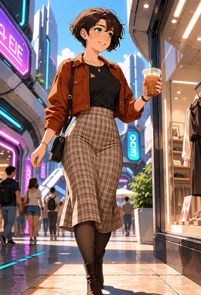 Adult Elise Morgan, 25-year-old human woman, 5'4", average realistic feminine build, modest bust and hips, short tous…