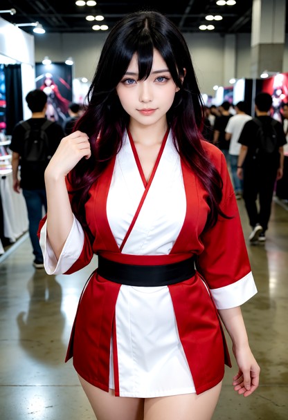 Same adult Japanese woman as the reference image. Preserve her exact identity, Japanese facial features, blue-violet …