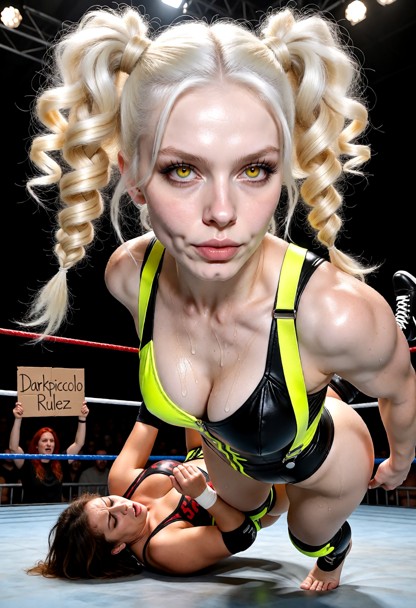 A thirty-year-old white professional wrestler, embodying a blend of maturity, experience, and rebellion, dominates th…