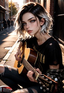Noelle Barns Busking on Cobblestone Street — AI Porn Video