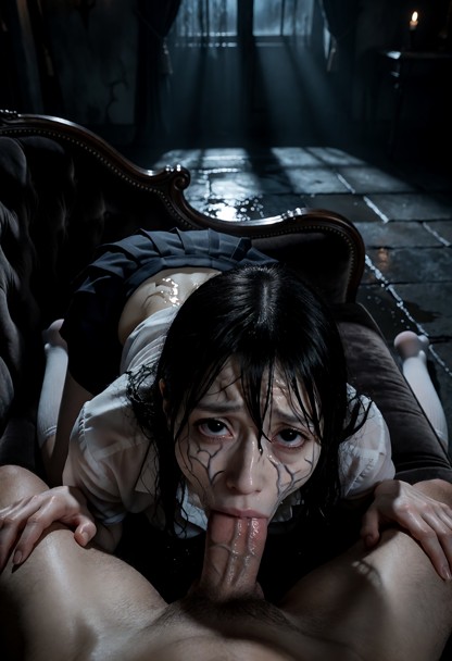 Location: a dimly lit, shadowy room with cold stone floors and faint, eerie moonlight filtering through a distant win…