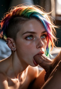 The video shows a woman holding a penis in her mouth. In the video, she moves her head and starts giving the penis a …