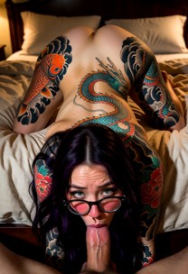 While she is performing a deep throat blowjob, gagging and moaning, the guy takes his penis out her mouth and shoots …
