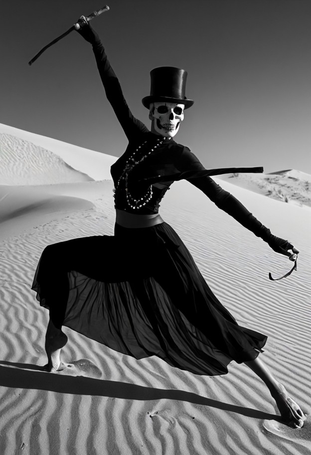 danse macabre – baja california
"the spin"

a surreal high-contrast monochrome fine art fashion photograph set among …