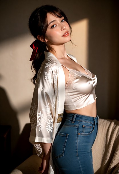 Location: late evening in a dimly lit room with warm, soft light casting gentle shadows against the walls and highlig…