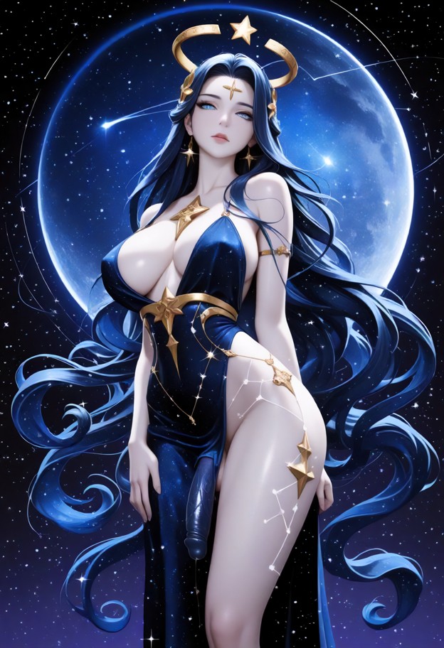 (masterpiece:1.3),(best quality:1.3),(cosmic girl:1.5),(celestial beauty:1.4),adult woman,slender graceful figure,lon…