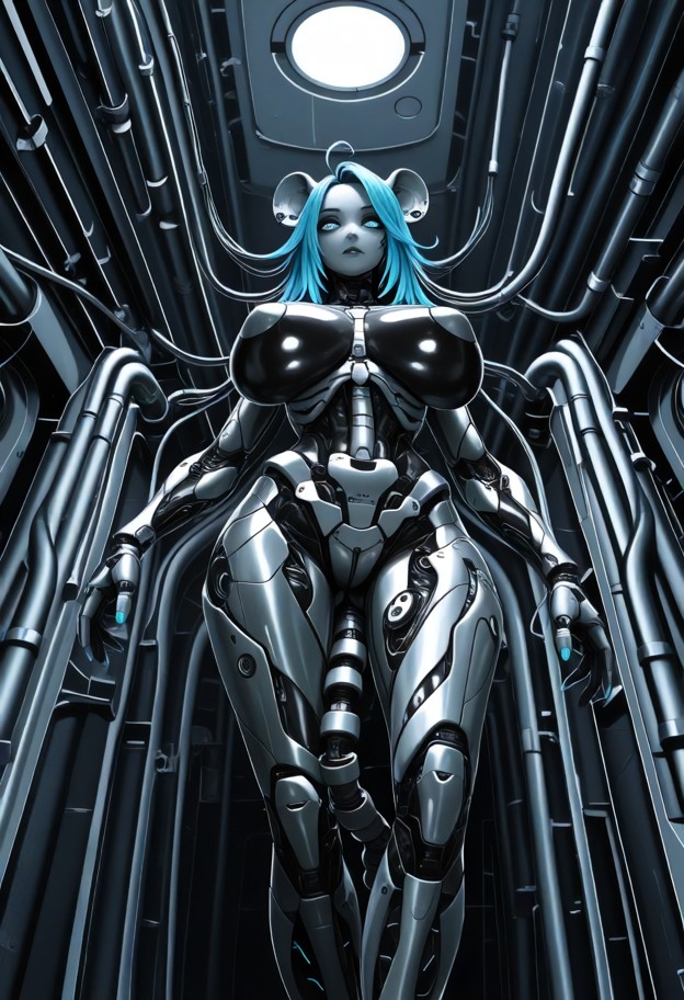masterpiece,ultra detailed biomechanical surrealism,monochrome grayscale,dark industrial sci-fi environment,intricate…