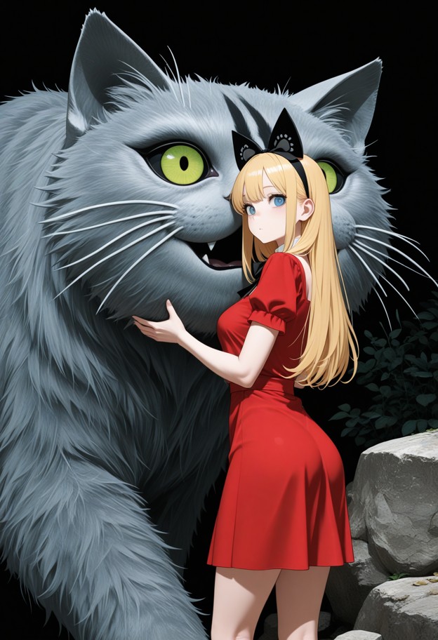 (colossal massive grey cat face:1.9) filling 95% of the frame,huge glowing emerald green eyes with deep crystalline t…