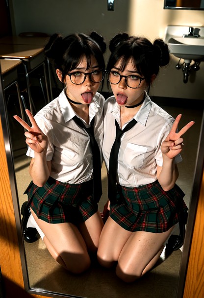 Location: a quiet classroom after hours with desks pushed to the sides and dim, late-afternoon light casting long sha…
