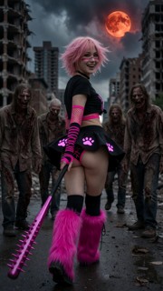 Yoko Bubblegum Kamiko Crushes Zombie Skulls — AI Porn Video