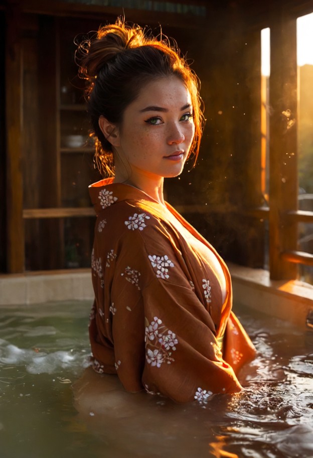 japanese kimono,neutral expression,relaxed face,calm mood,neutral,full-body view,head-to-toe composition,centered fra…