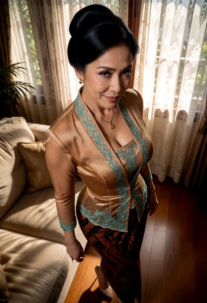 Location: a cozy living room during a warm afternoon, with soft sunlight filtering through thin lace curtains and cas…