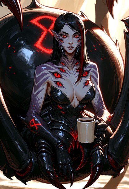 giant coffee mug in hand,