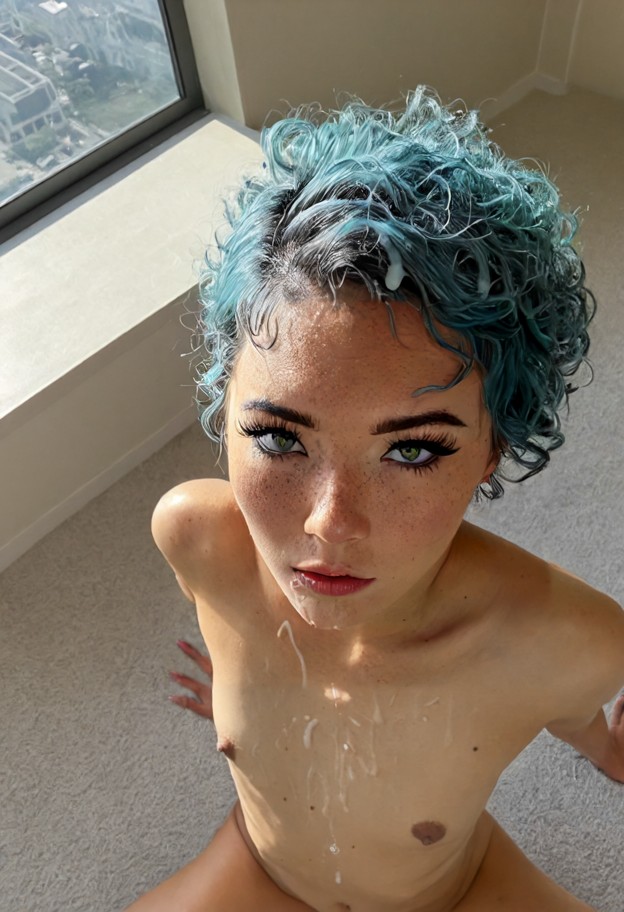 (flat chested:2.0),(short hair:1.9),1girl,3boys,gangbang,cum dripping,naked,fully naked,exhausted,tired eyes,heavy ex…