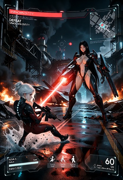 IMAGEN DE GAMEPLAY — NOVA-5/eX: BLACK DIRECTIVE TIPO DE IMAGEN: Captura de gameplay de un shooter AAA de ciencia ficc…