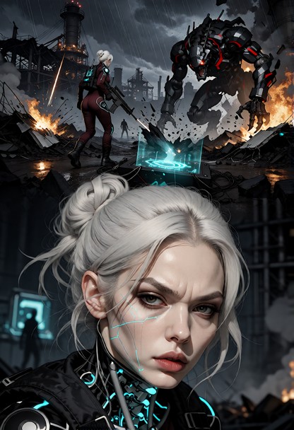 This is a cinematic science-fiction survival adventure set at night in a devastated industrial district. The team's V…