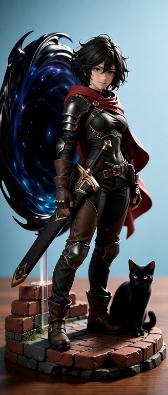 A Plastic figurine style. Distinctly looks like it is made from high quality plastic. A highly detailed, premium PVC …