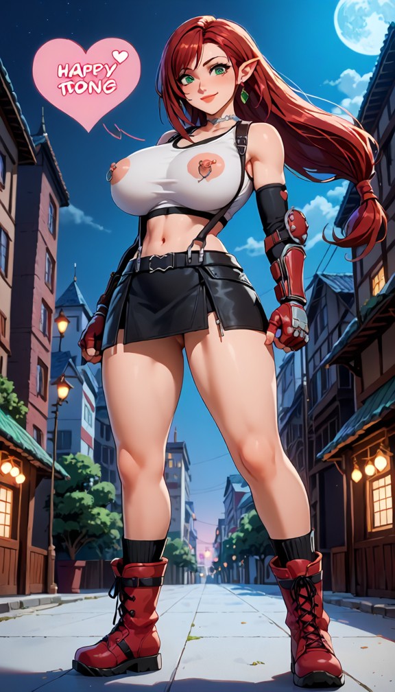 1girl,cosplaying as tifa lockhart _(final fantasy 7),tifa lockhart _(final fantasy 7) 's clothes,tifa lockhart’s clas…