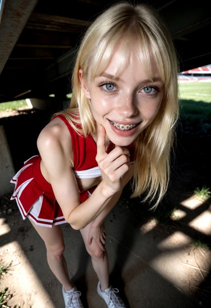Location: shadowy space underneath the stadium bleachers with dusty concrete floors and dim, filtered light peeking t…