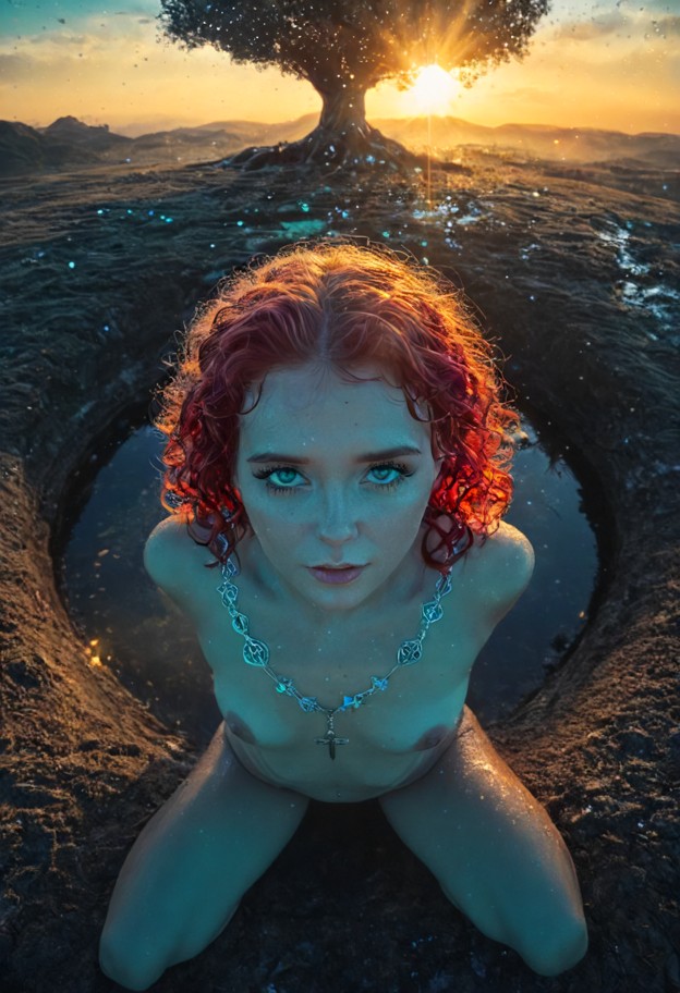 full body shot,wide angle,centered composition. a woman is levitating in a cross-legged lotus position,floating weigh…