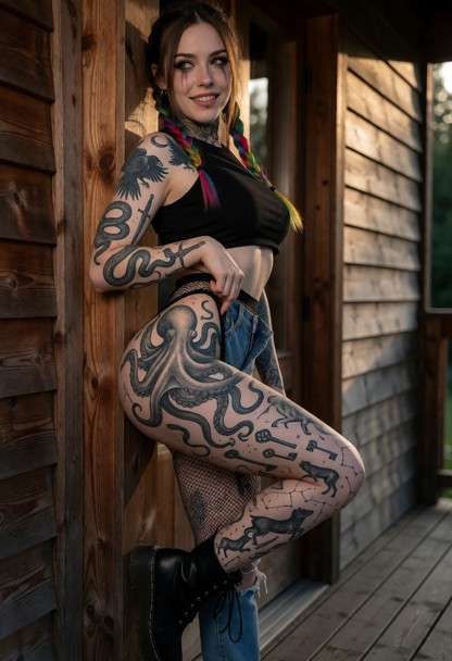 Location: evening on a wooden porch with soft, ambient light casting gentle shadows across the doorframe and the text…