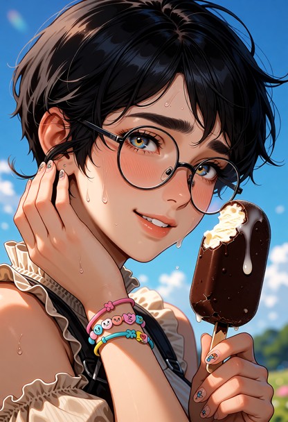 A highly detailed, polished character portrait of Aoi, shown from the bust upward in a close, intimate portrait compo…