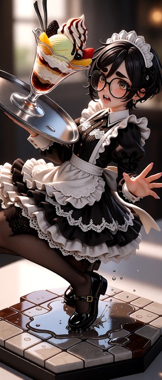 A highly detailed cinematic product-style image of Aoi Mizuhara as a perfectly sculpted premium PVC collectible figur…