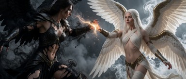 Engel Fights Dark Angel In Midair — AI Porn Video