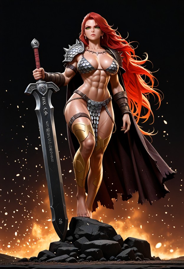 a full-body shot,full-body view,head-to-toe composition,centered frame,of a epic dark fantasy warrior queen,looks lik…