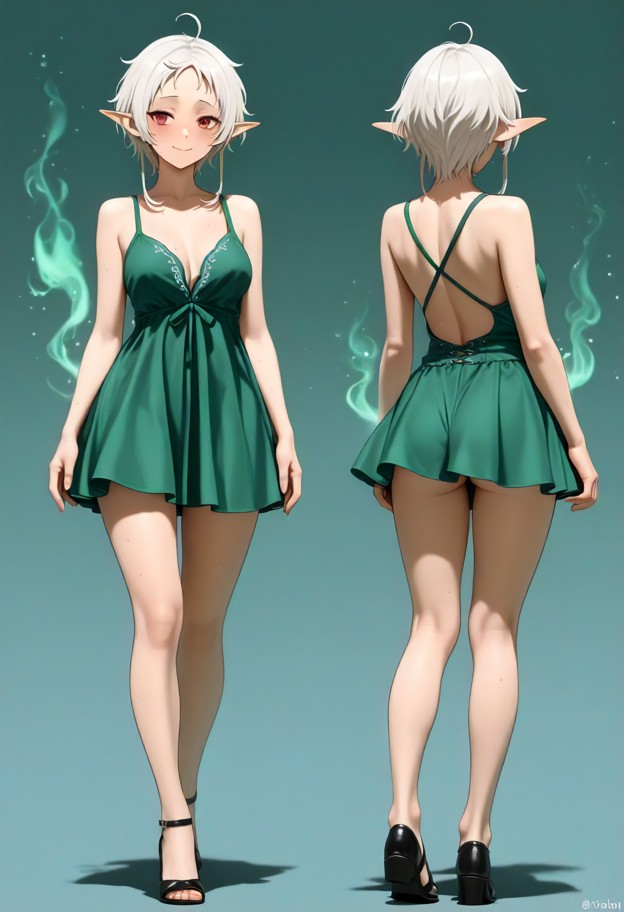 multiple angles full body standing pose,sylphiette full name character mushoku tensei anime,athletic adult female bui…