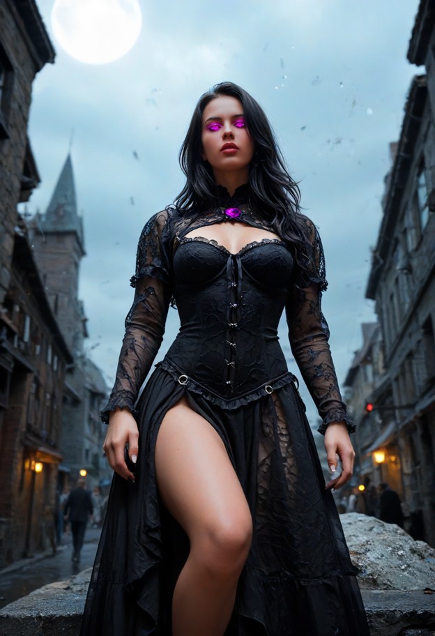 a
cinematic shot of a female master thief,her body partially dissolving
into smoke and shadows,wearing leather armo…