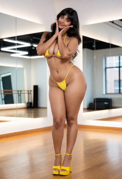 Location: bright, modern audition studio with polished wooden floors, large mirrors reflecting soft overhead studio l…