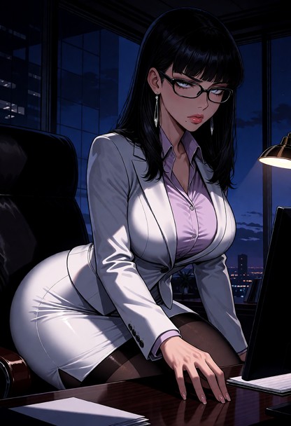 Pantyhose, Casting Sharp, Skeptical Gaze — AI Porn Image