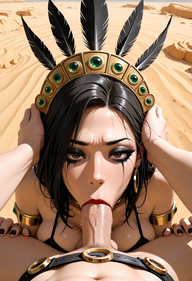 1girl,1guy,penis,deepthroat,face grabbing,hands on head,mouth full,pov,very low-angle shot,viewed from below,dynamic …