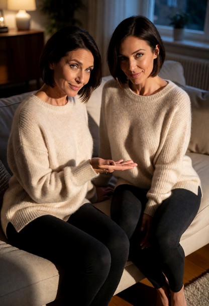 Location: dim living room in the evening with soft ambient light from a distant lamp casting warm glows and long shad…