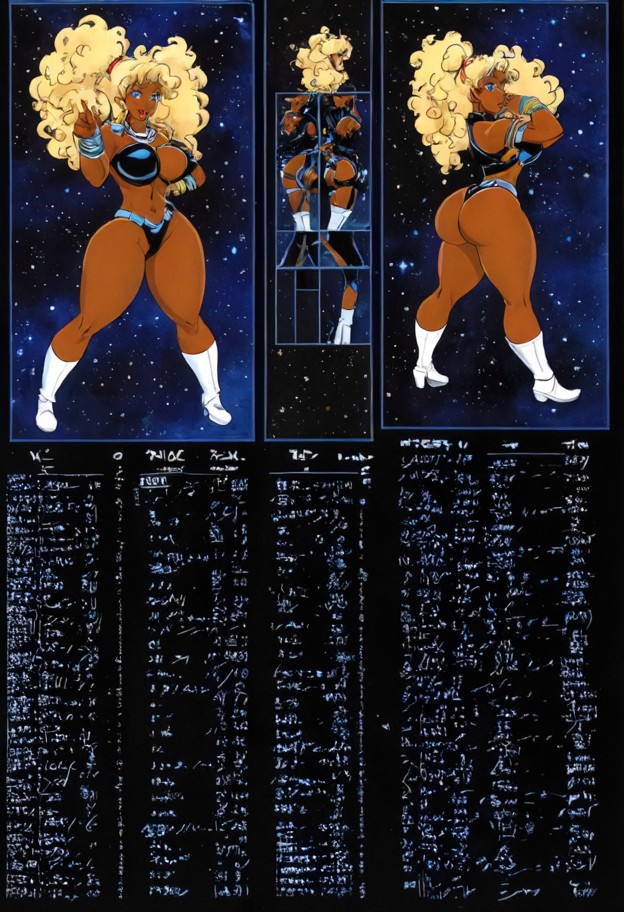 2panel layout,full body,head to toe,turnaround sheet,front and back 3/4 view