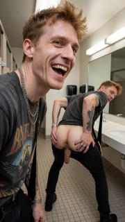 Hank Spreads His Ass In Public Restroom — AI Porn Video