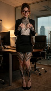 Raven Exposes Her Large Breasts in Office — AI Porn Video