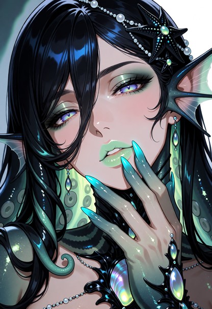 1girl, long translucent mouth veil anime style, extreme close-up portrait, intimate beauty-shot composition, face and…