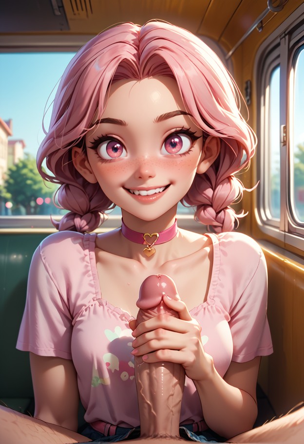 1girl,1guy,penis,handjob,stroking penis,eye contact,close-up,over-the-shoulder view,partial face visible,cinematic fr…