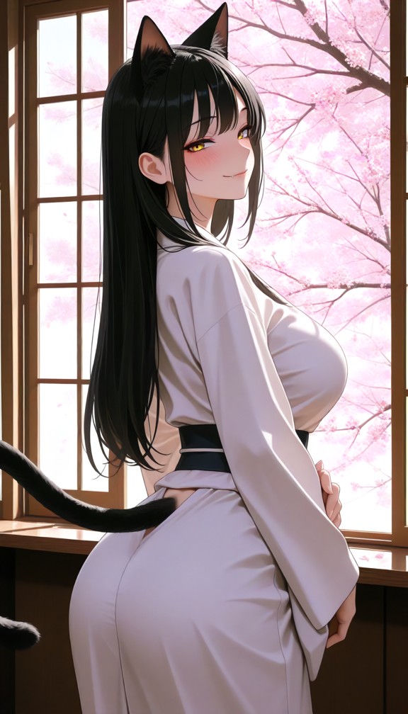 flirty,subtle smile,direct gaze,soft expression,daylight,soft natural light,shadows,window light,japanese_clothes,che…