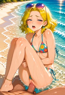 Sandy is in missionary in the warm turquoise water. A man is thrusting his penis back and forth inside her vagina as …