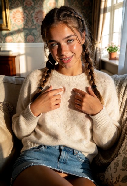 Location: a cozy living room during the late afternoon, with warm sunlight filtering through the windows and highligh…