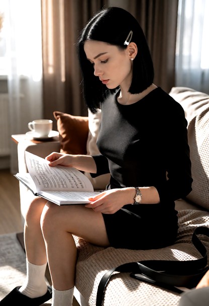 Location: quiet living room during the afternoon with soft sunlight filtering through the windows, illuminating the c…