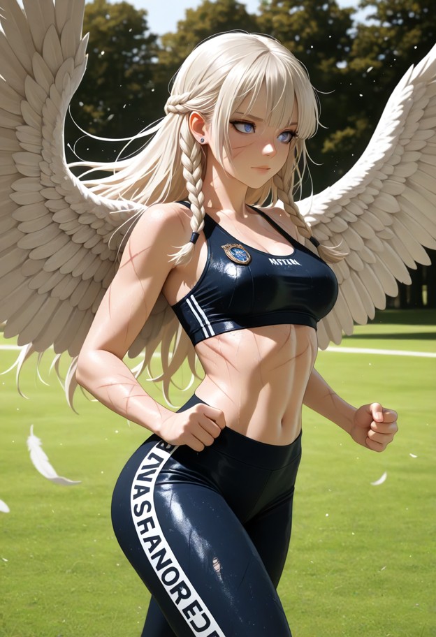 (masterpiece),(best quality:1.4),beautiful valkyrie woman,(large feathered angel wings),(intricate nordic braids),ath…