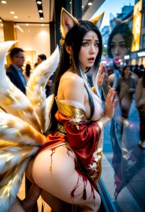Ahri Is In A Doggystyle Position Against A Large Glass — AI Porn Video