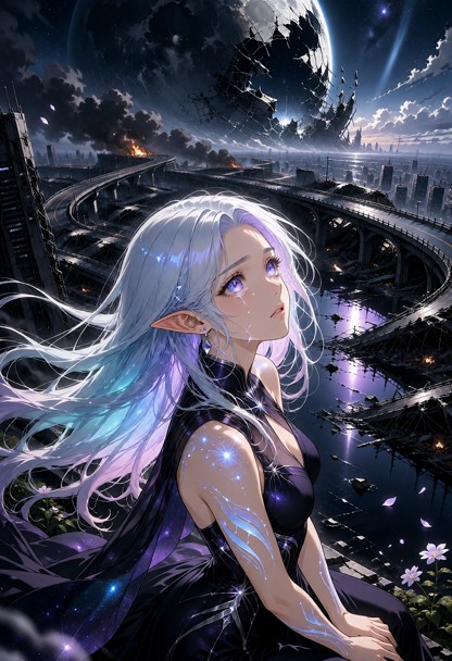 Square cinematic anime soundtrack cover for “BEFORE THE STARS FALL” by ASTRA, designed like the key visual for a dark…