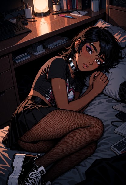 Location: cramped dorm room filled with dim evening light, shadows stretching across the shared desk and cluttered su…
